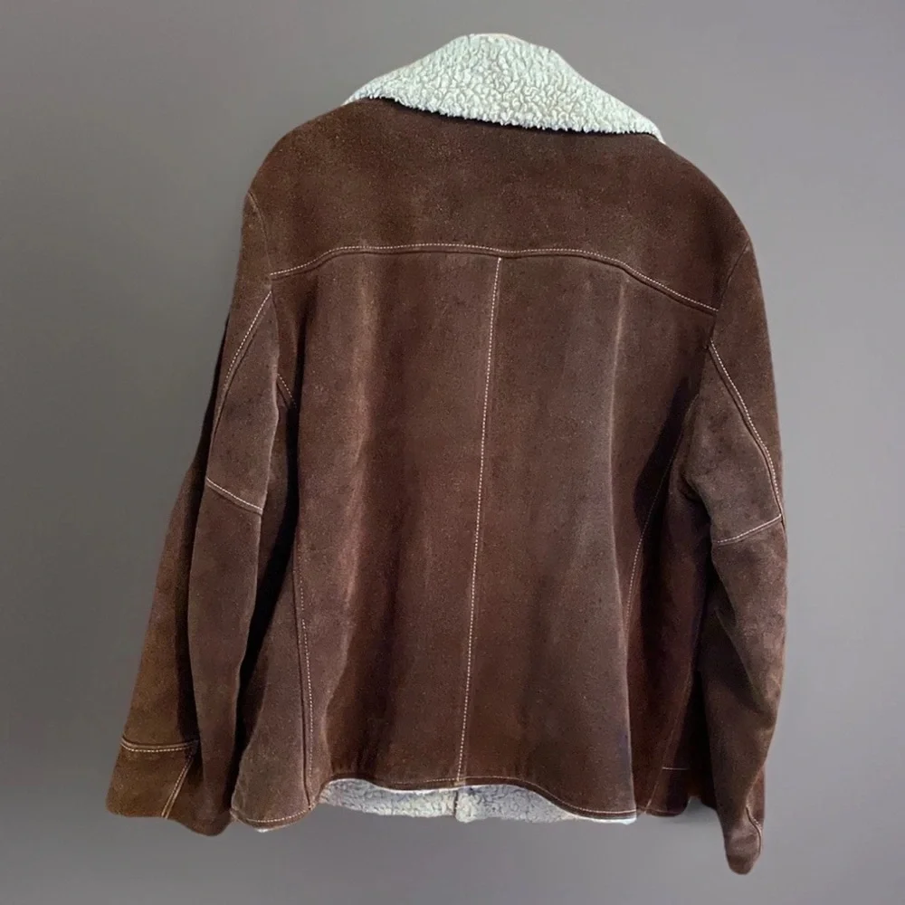 Vintage 70s Towncraft Suede Shearling Ranch Jacket 46 REG Western Trucker
